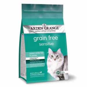 Arden Grange Sensitive – grain free – ocean white fish & potato  Sausā barība kaķiem 400g